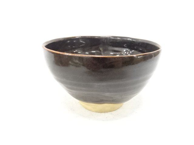 JAPANESE COLLECTIBLE / BLACK GLAZED TEA BOWL / PROTECTIVE BOX / SHUNBU